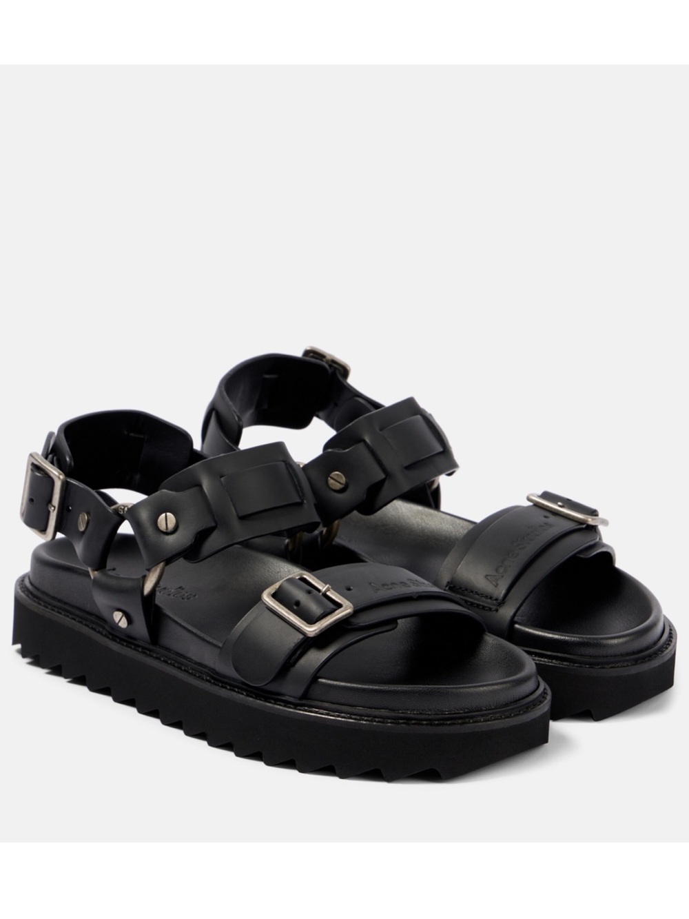 NIB Acne Studios Debossed leather platform sandals Black 8
